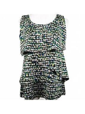 Melissa Paige Tiered Ruffle Sleeveless Blouse Size Medium